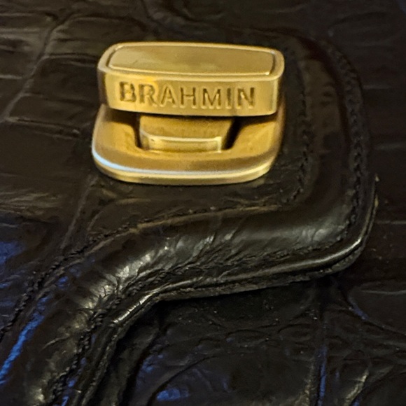 RARE Brahmin Black Croc-Embossed Crossbody Bag - Picture 11 of 12